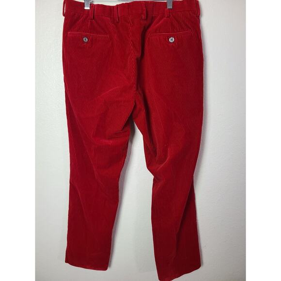 VINTAGE 90S POLO RALPH LAUREN CORDS CORDUROY FLAT FRONT RED TROUSERS 36 - Picture 10 of 13